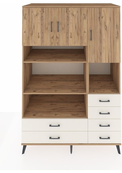 Kronos Dolap 9 Raflı 6 Çekmeceli 3 Kapaklı 132X59X195 Çam-Çam/aytaşı