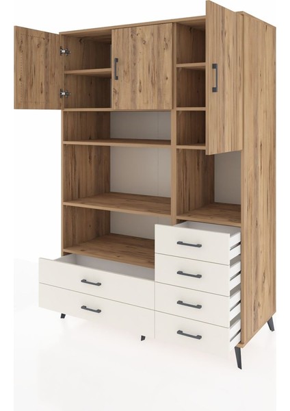 Kronos Dolap 9 Raflı 6 Çekmeceli 3 Kapaklı 132X59X195 Çam-Çam/aytaşı modelleri