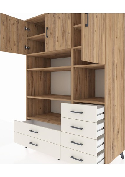 Kronos Dolap 9 Raflı 6 Çekmeceli 3 Kapaklı 132X59X195 Çam-Çam/aytaşı fırsatları