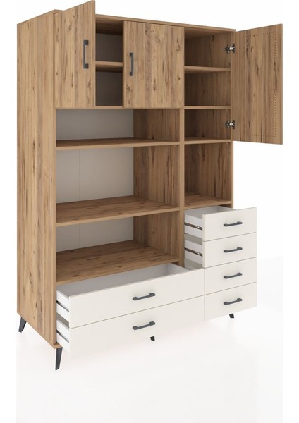 Kronos Dolap 9 Raflı 6 Çekmeceli 3 Kapaklı 132X59X195 Çam-Çam/aytaşı indirimleri