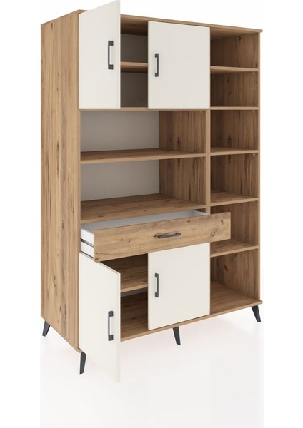 Kronos Dolap 10 Raflı Tek Çekmeceli 4 Kapaklı 132X59X195 Çam-Aytaşı/çam indirimleri