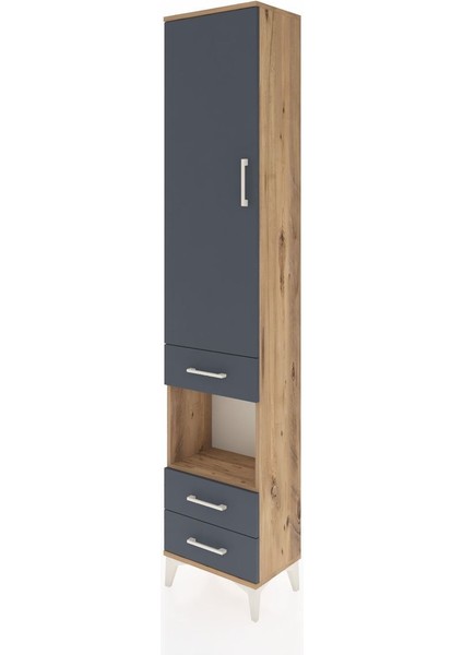 Arges Dolap 4 Raflı 3 Çekmeceli Tek Kapaklı 44X30X221 Çam-Antrasit modelleri