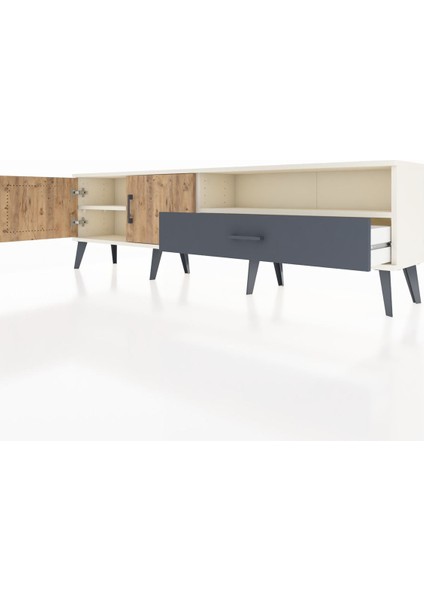 Arges Tv Ünitesi 2 Raflı Tek Çekmeceli 2 Kapaklı 176X30X51 Aytaşı-Çam/antrasit fırsatları