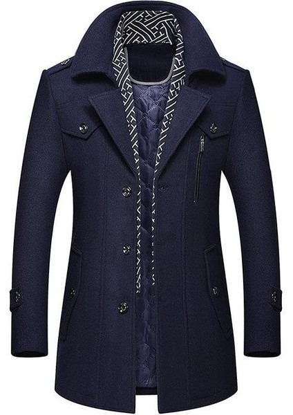 Erkek Yünlü Ceket Sonbahar ve Kış Erkek Eşarp Yaka Mont Kaban fiyatları