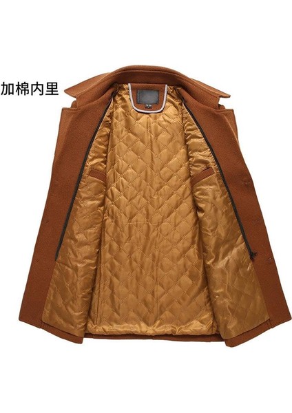 Erkek Yünlü Ceket Sonbahar ve Kış Erkek Eşarp Yaka Mont Kaban fırsatları