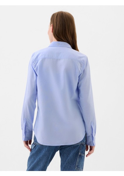Kadın Mavi Gap Logo Oxford Gömlek