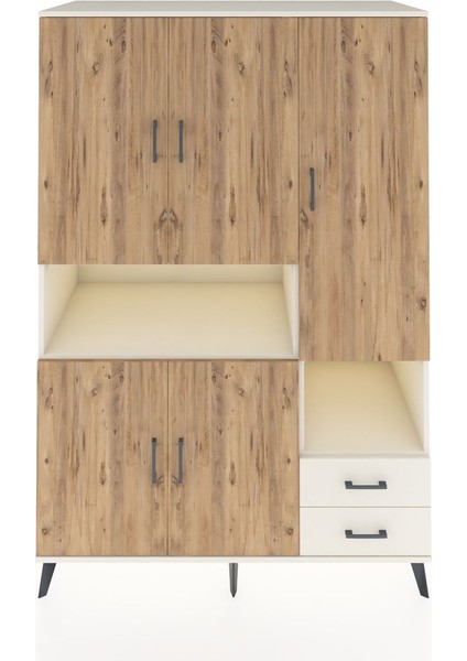 Kronos Dolap 10 Raflı 2 Çekmeceli 5 Kapaklı 132X59X195 Aytaşı-Çam/aytaşı