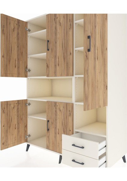 Kronos Dolap 10 Raflı 2 Çekmeceli 5 Kapaklı 132X59X195 Aytaşı-Çam/aytaşı fırsatları