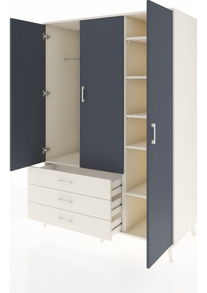 Kronos Dolap 6 Raflı 3 Çekmeceli Tek Askılı 132X59X195 Aytaşı-Antrasit/aytaşı modelleri