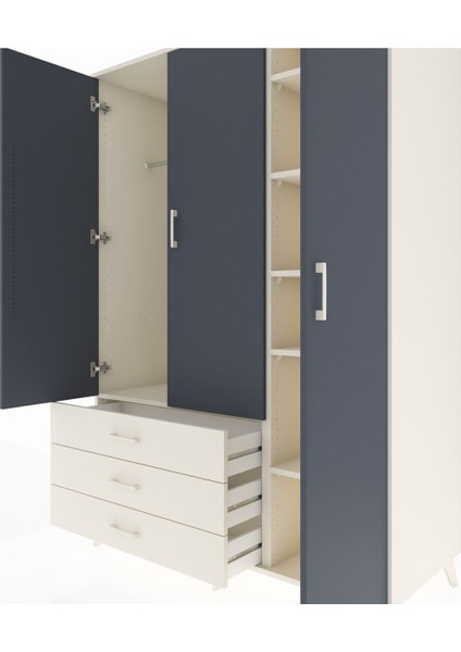 Kronos Dolap 6 Raflı 3 Çekmeceli Tek Askılı 132X59X195 Aytaşı-Antrasit/aytaşı fırsatları