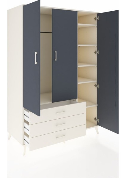 Kronos Dolap 6 Raflı 3 Çekmeceli Tek Askılı 132X59X195 Aytaşı-Antrasit/aytaşı indirimleri