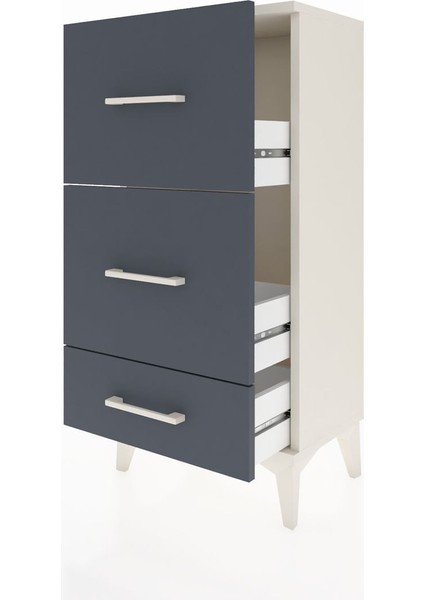 Arges Komodin 3 Çekmeceli 44X30X96 Aytaşı-Antrasit fırsatları