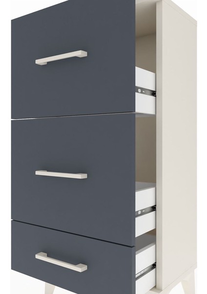 Arges Komodin 3 Çekmeceli 44X30X96 Aytaşı-Antrasit indirimleri