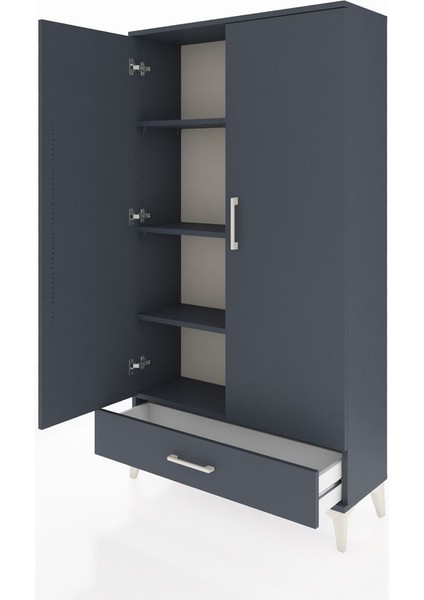 Arges Dolap 4 Raflı Tek Çekmeceli 2 Kapaklı 88X30X163 Antrasit-Antrasit fırsatları