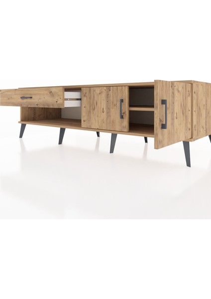 Kronos Tv Ünitesi Tek Raflı Tek Çekmeceli 2 Kapaklı 176X59X51 Çam-Çam/çam fırsatları