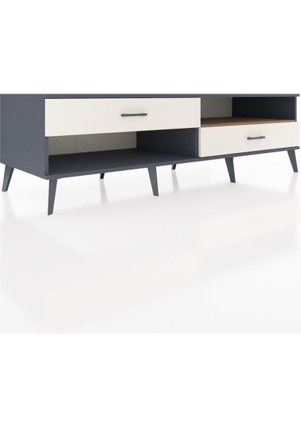 Kronos Tv Ünitesi Tek Raflı 2 Çekmeceli 176X59X51 Antrasit-Çam/aytaşı fiyatları