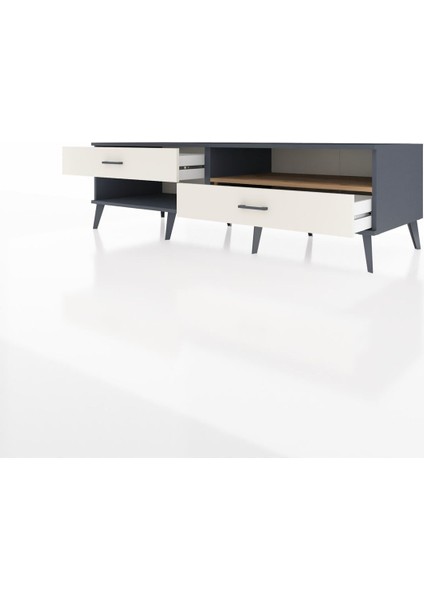Kronos Tv Ünitesi Tek Raflı 2 Çekmeceli 176X59X51 Antrasit-Çam/aytaşı modelleri