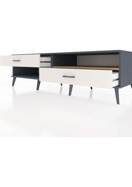 Kronos Tv Ünitesi Tek Raflı 2 Çekmeceli 176X59X51 Antrasit-Çam/aytaşı fırsatları