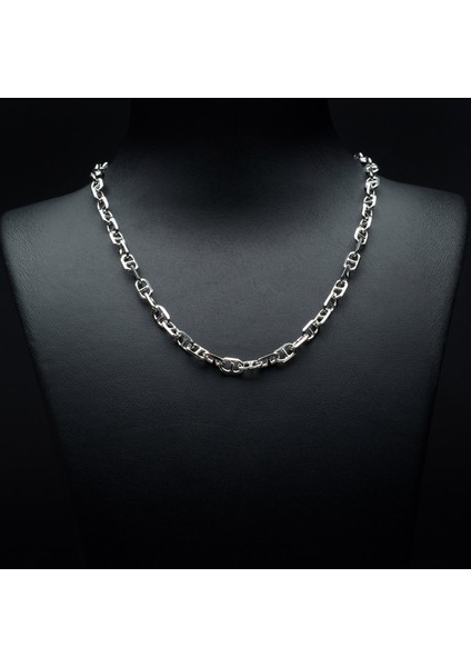120 Mikron Rodyum Dik Barlı Gümüş Zincir