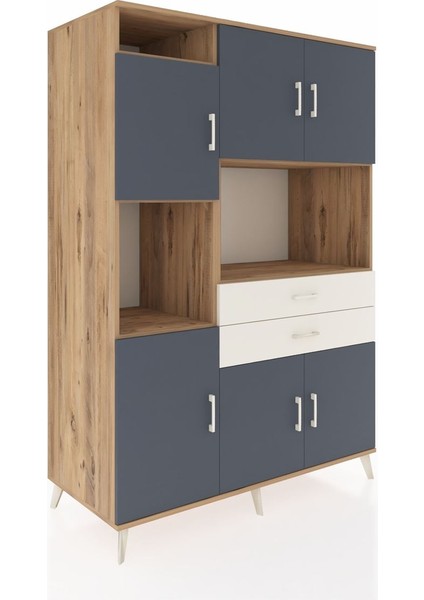 Kronos Dolap 8 Raflı 2 Çekmeceli 6 Kapaklı 132X59X195 Çam-Antrasit/aytaşı fiyatları