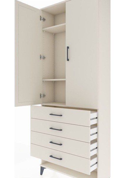 Arges Dolap 3 Raflı 4 Çekmeceli 2 Kapaklı 88X30X221 Aytaşı-Aytaşı indirimleri
