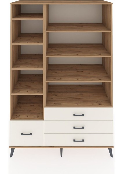 Kronos Dolap 9 Raflı 4 Çekmeceli 132X59X195 Çam-Çam/aytaşı