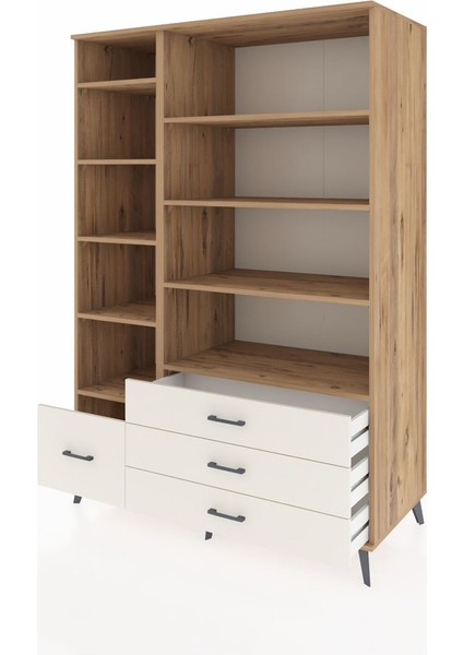 Kronos Dolap 9 Raflı 4 Çekmeceli 132X59X195 Çam-Çam/aytaşı modelleri