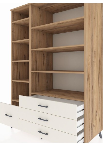 Kronos Dolap 9 Raflı 4 Çekmeceli 132X59X195 Çam-Çam/aytaşı fırsatları