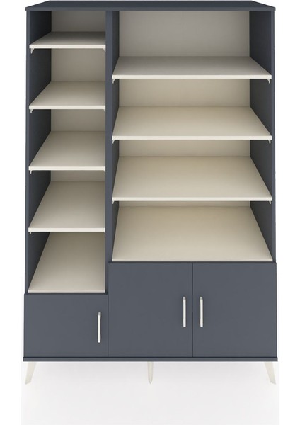 Kronos Dolap 10 Raflı 3 Kapaklı 132X59X195 Antrasit-Antrasit/aytaşı