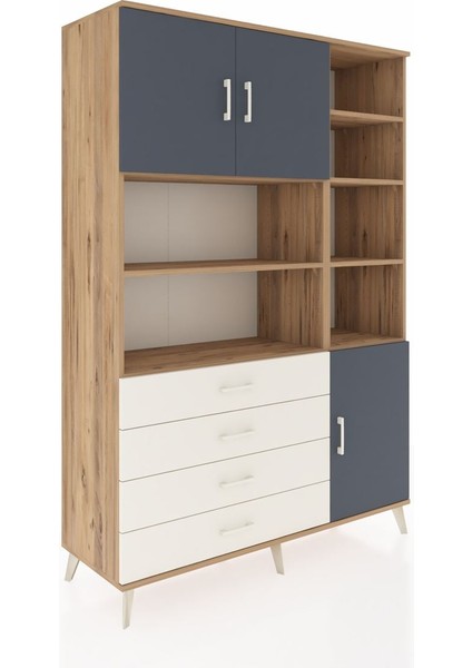 Hyperion Dolap 9 Raflı 4 Çekmeceli 3 Kapaklı 132X44X195 Çam-Antrasit/aytaşı fiyatları