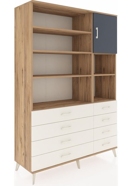 Hyperion Dolap 8 Raflı 8 Çekmeceli Tek Kapaklı 132X44X195 Çam-Antrasit/aytaşı fiyatları