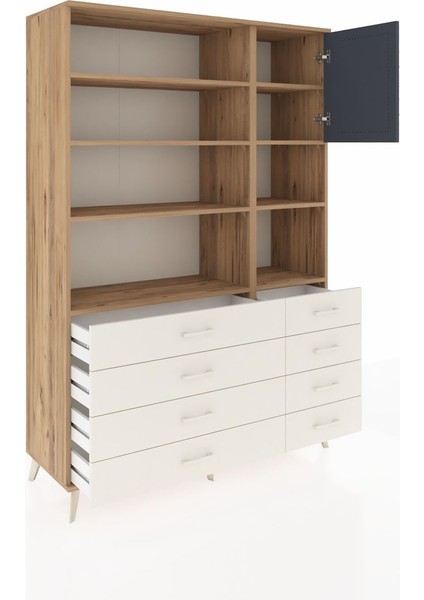 Hyperion Dolap 8 Raflı 8 Çekmeceli Tek Kapaklı 132X44X195 Çam-Antrasit/aytaşı indirimleri