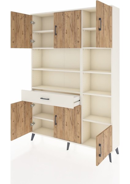 Arges Dolap 10 Raflı Tek Çekmeceli 6 Kapaklı 132X30X195 Aytaşı-Çam/aytaşı modelleri