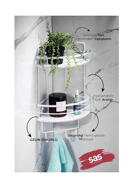 Haus Yapışkanlı Ömür Boyu Paslanmaz Ayarlanabilir Raf Düzenleyici Şampuanlık Lk-02 Bbbk fiyatları