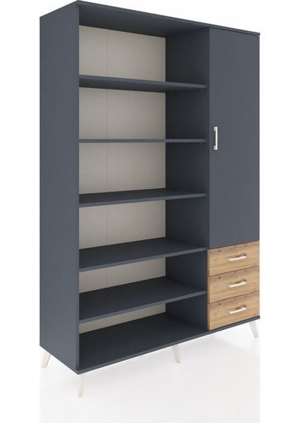 Hyperion Dolap 9 Raflı 3 Çekmeceli Tek Kapaklı 132X44X195 Antrasit-Antrasit/çam fiyatları