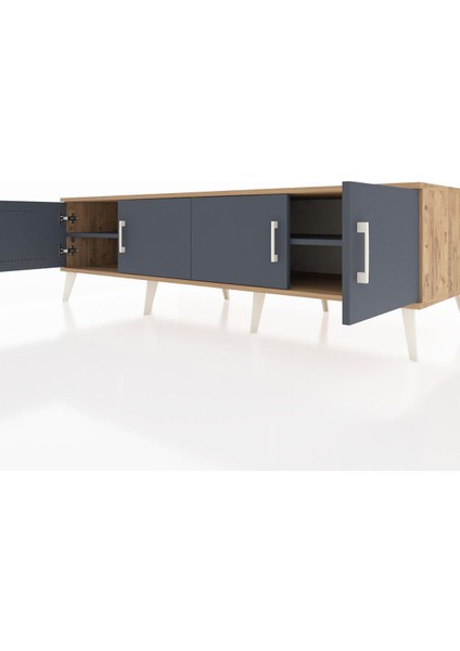 Kronos Tv Ünitesi 2 Raflı 4 Kapaklı 176X59X51 Çam-Antrasit/antrasit fırsatları