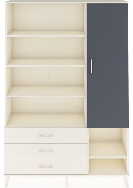 Arges Dolap 9 Raflı 3 Çekmeceli Tek Kapaklı 132X30X195 Aytaşı-Antrasit/aytaşı