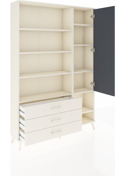 Arges Dolap 9 Raflı 3 Çekmeceli Tek Kapaklı 132X30X195 Aytaşı-Antrasit/aytaşı indirimleri