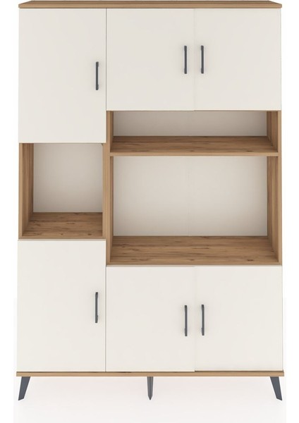 Arges Dolap 9 Raflı 6 Kapaklı 132X30X195 Çam-Aytaşı/çam