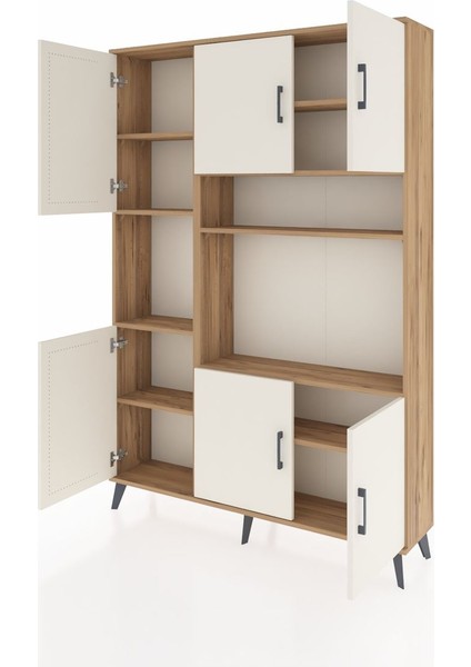 Arges Dolap 9 Raflı 6 Kapaklı 132X30X195 Çam-Aytaşı/çam modelleri