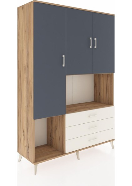 Hyperion Dolap 6 Raflı 3 Çekmeceli 3 Kapaklı 132X44X195 Çam-Antrasit/aytaşı fiyatları