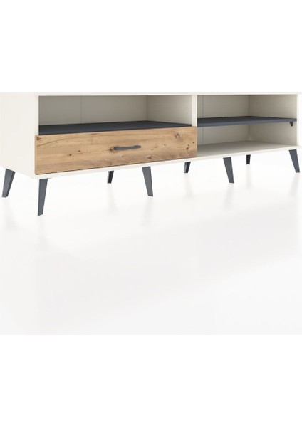 Hyperion Tv Ünitesi 2 Raflı Tek Çekmeceli 176X44X51 Aytaşı-Antrasit/çam fiyatları