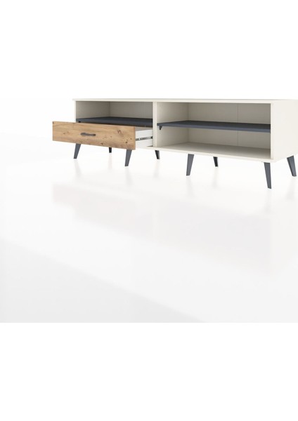Hyperion Tv Ünitesi 2 Raflı Tek Çekmeceli 176X44X51 Aytaşı-Antrasit/çam modelleri