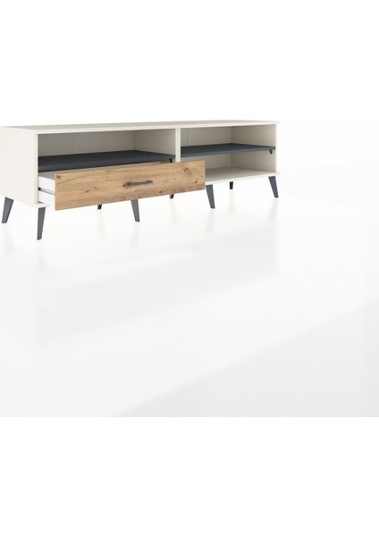 Hyperion Tv Ünitesi 2 Raflı Tek Çekmeceli 176X44X51 Aytaşı-Antrasit/çam indirimleri