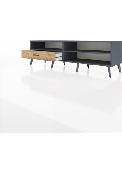 Hyperion Tv Ünitesi 2 Raflı Tek Çekmeceli 176X44X51 Antrasit-Antrasit/çam modelleri