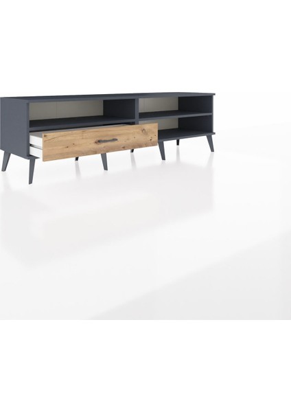 Hyperion Tv Ünitesi 2 Raflı Tek Çekmeceli 176X44X51 Antrasit-Antrasit/çam indirimleri