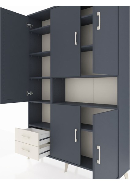 Arges Dolap 10 Raflı 2 Çekmeceli 5 Kapaklı 132X30X195 Antrasit-Antrasit/aytaşı fırsatları