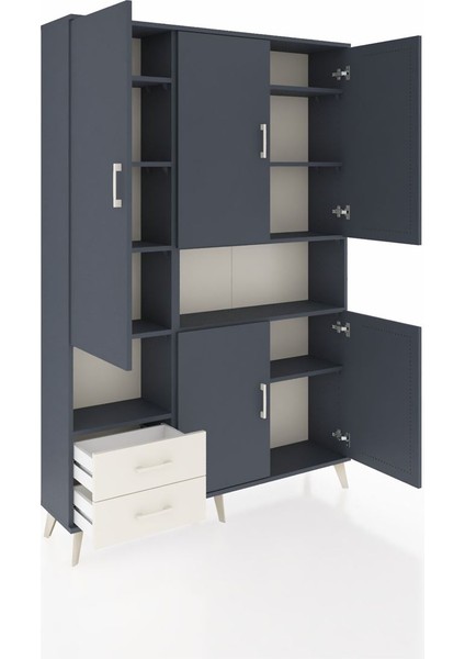 Arges Dolap 10 Raflı 2 Çekmeceli 5 Kapaklı 132X30X195 Antrasit-Antrasit/aytaşı indirimleri