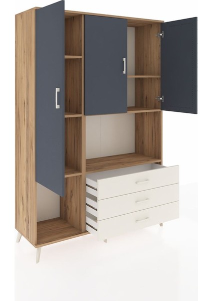 Hyperion Dolap 6 Raflı 3 Çekmeceli 3 Kapaklı 132X44X195 Çam-Antrasit/aytaşı indirimleri