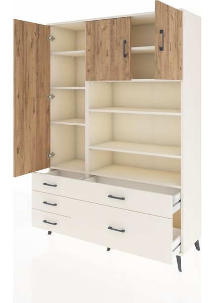 Hyperion Dolap 9 Raflı 5 Çekmeceli 3 Kapaklı 132X44X195 Aytaşı-Çam/aytaşı modelleri